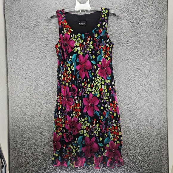 Connected Dress Small‎ Petite Sleeveless Colorful Floral Print Sheer Lined - S - Picture 1 of 13
